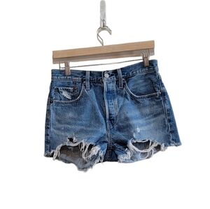 Levi's 501 Denim Shorts Blue‎ Button Fly Women's 28
